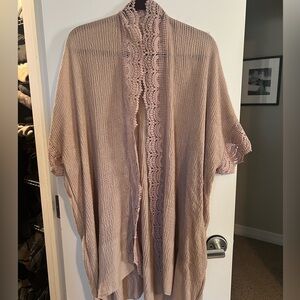 Taupe Lace Kimono Cardigan